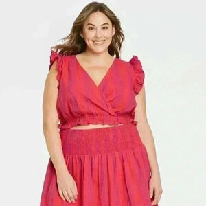 Universal Thread Flutter Sleeveless Cropped Wrap Top XXL